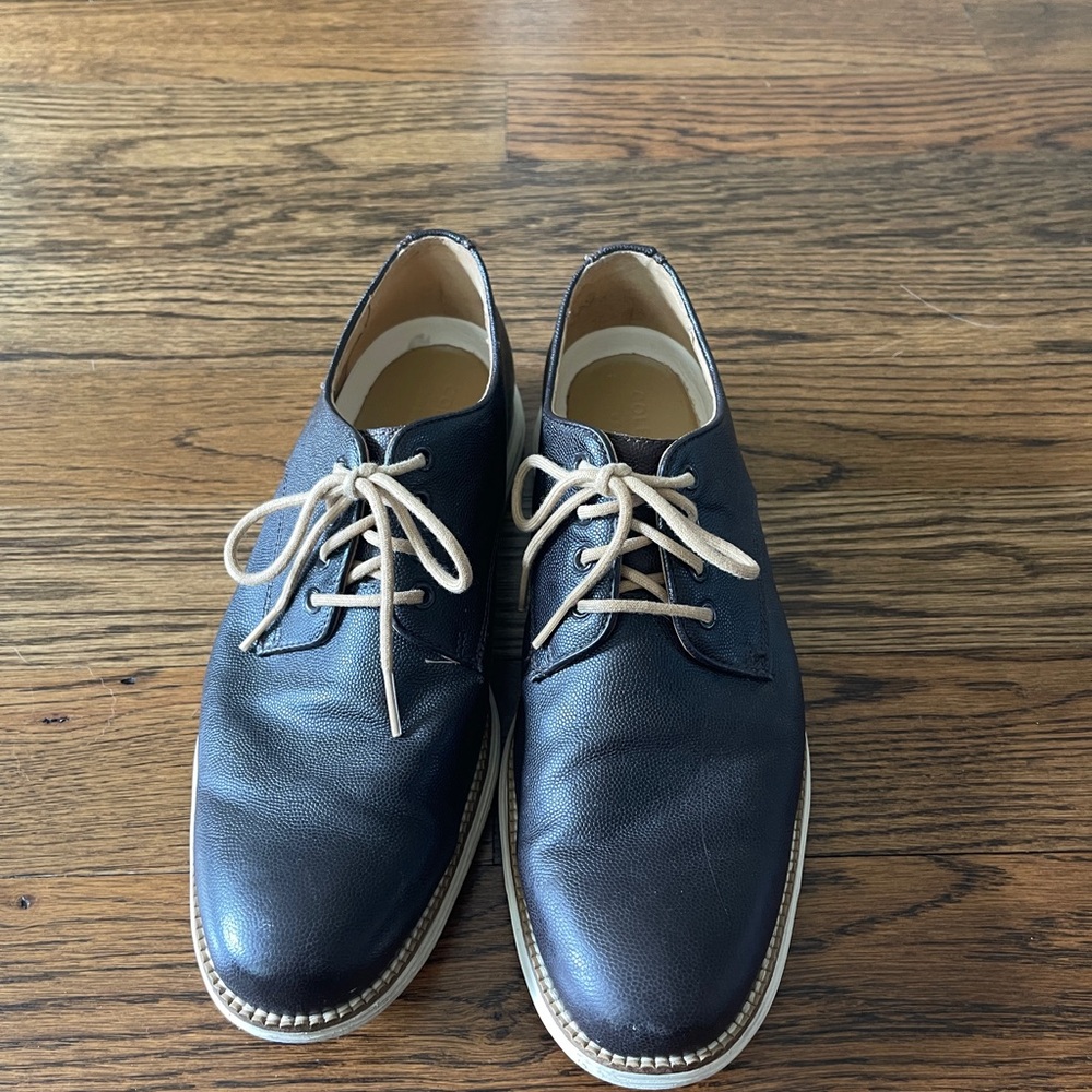 cole haan size 9.5 dark brown grand os Leather Lace Up Dress Shoes C22639